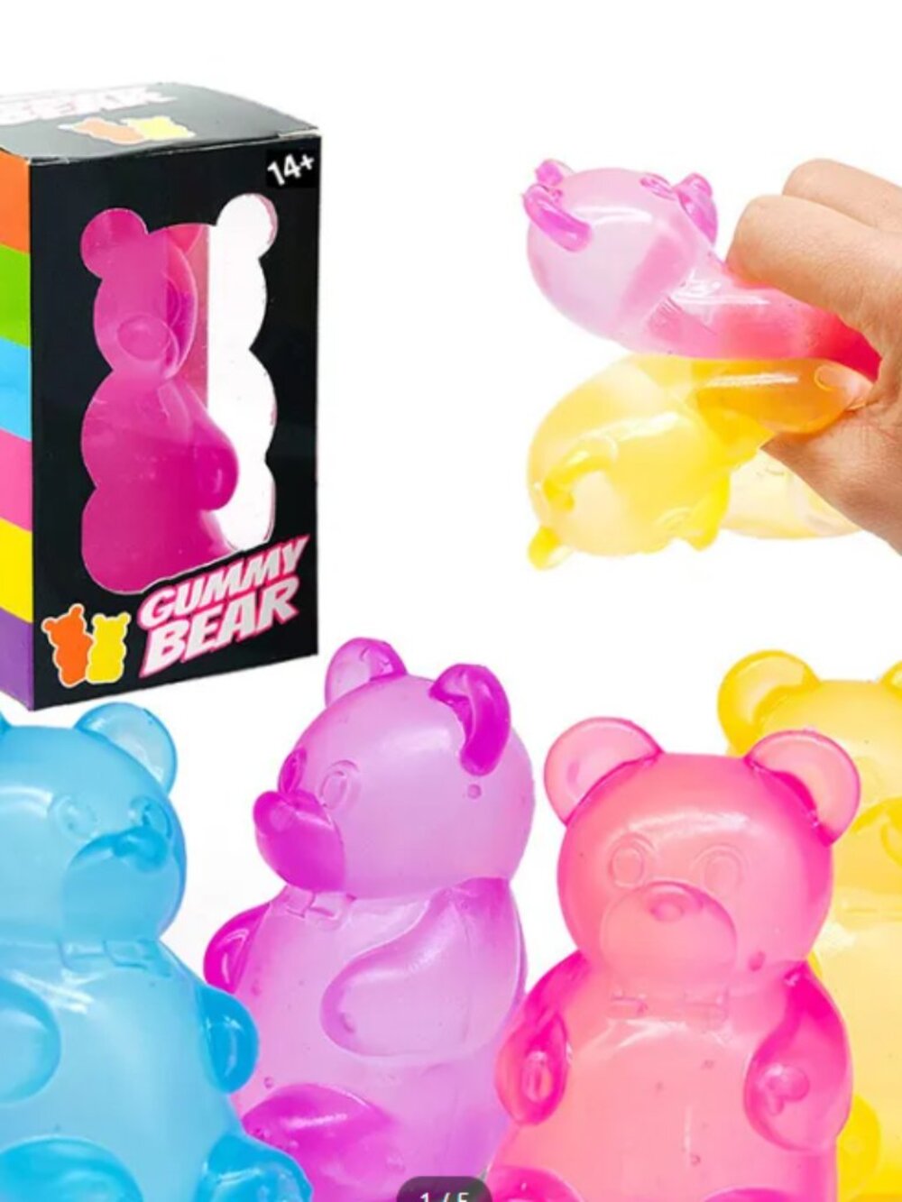 SQUISHY GUMMY BEAR - LARGE - ASSORTED COLORS (RANDOM PICK OF COLOR SENT) - Picture 2 of 3